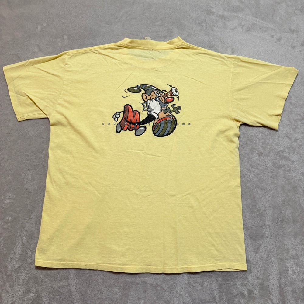 VTG Mossimo Punchin The Clown T-Shirt Men L Yellow Limited Edition Grunge 90 USA - Picture 3 of 10